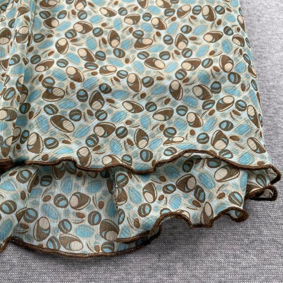 Vintage Dressbarn Y2K Midi Skirt 14/16 Teal Brown Funky Retro Flare Hem Fairy - Picture 8 of 13